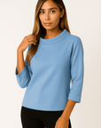 Liora Solid Long Sleeve High Neck Top
