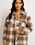 Suburbia Plaid Faux Fur Trench Coat