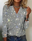Marisse | Sequin V-Neck Party Blouse