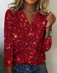 Marisse | Sequin V-Neck Party Blouse