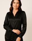 Lunara Satin Button-Up Blouse