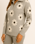Arden Floral Zip Neck Sweater