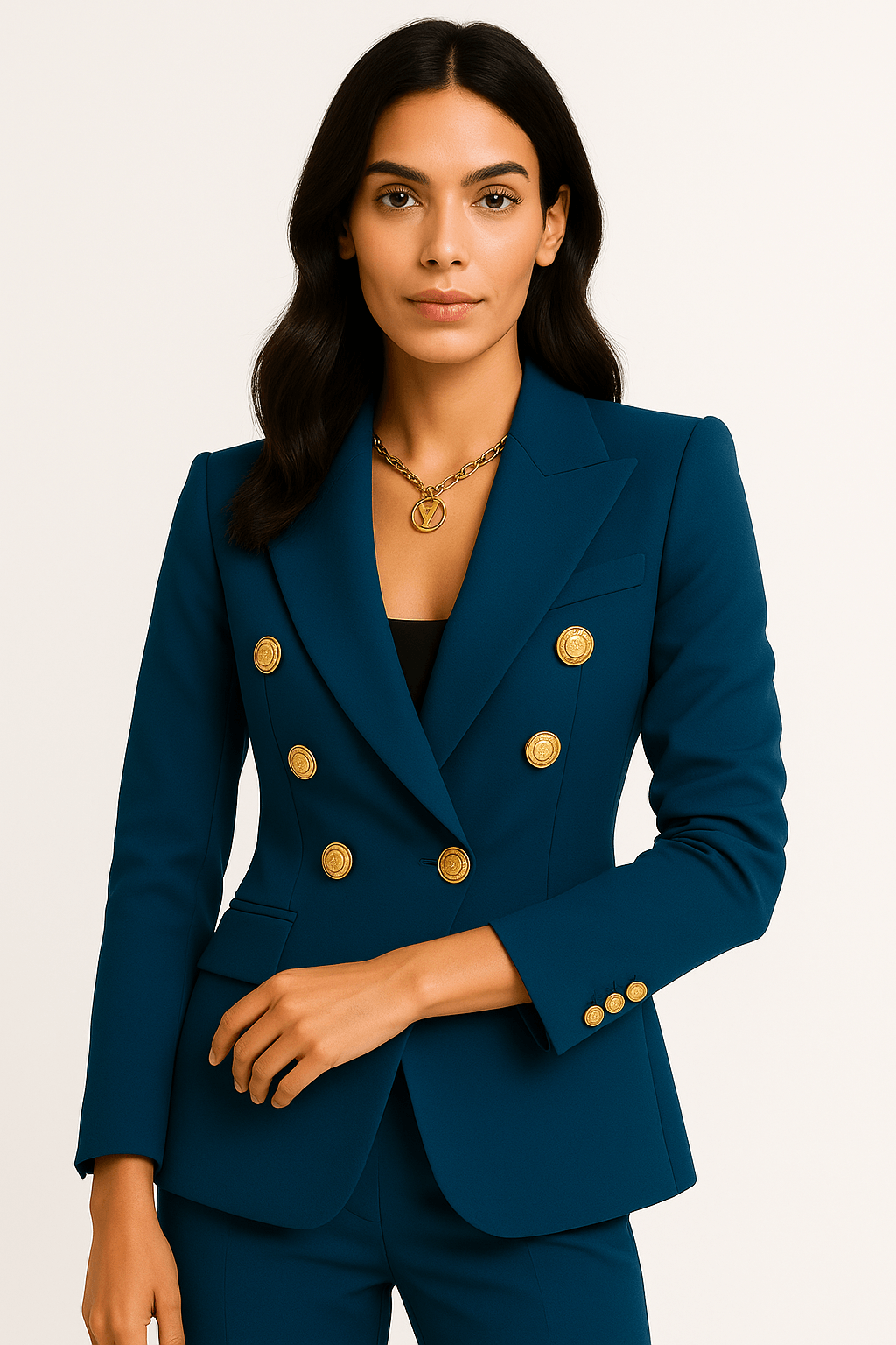 Delaney Tailored Gold Button Blazer