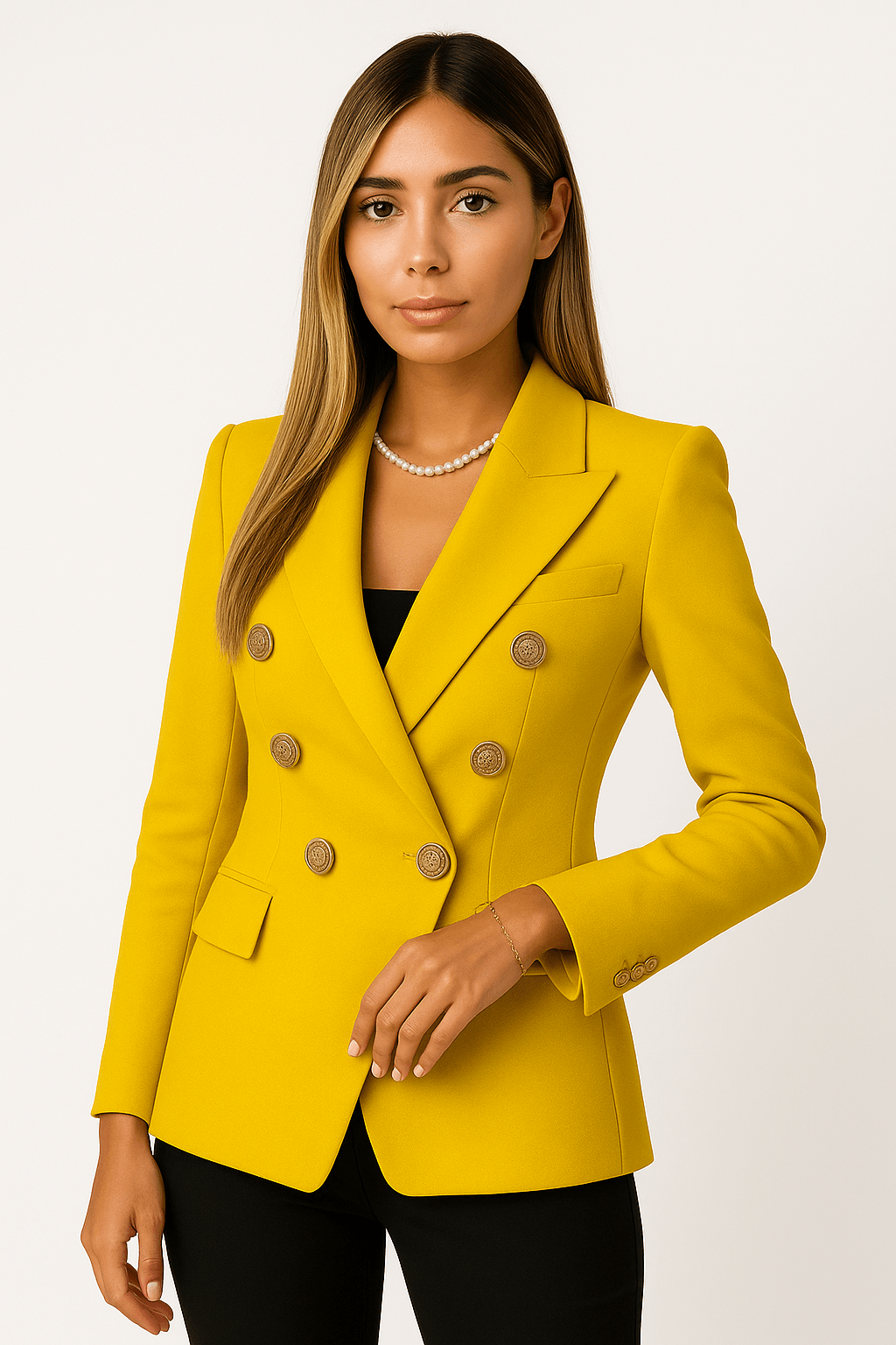 Delaney Tailored Gold Button Blazer