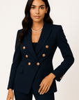 Delaney Tailored Gold Button Blazer