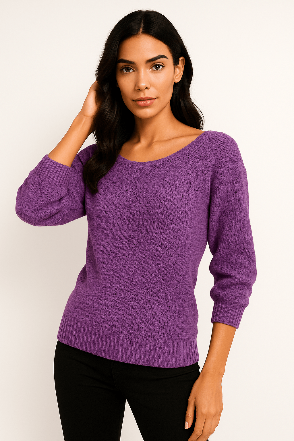 Camille Wide-Neck Knit Sweater
