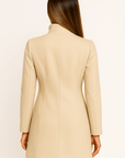 Beige Stand Collar Wool Coat
