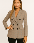 Brown Plaid Office Blazer