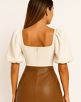 Soft Off-White Knit Crop Top