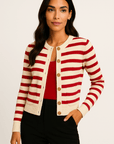 Jade Striped Knit Cropped Cardigan