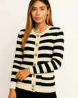 Jade Striped Knit Cropped Cardigan