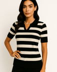 Striped Cropped Knit Top