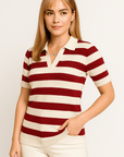 Striped Cropped Knit Top
