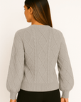 Thalia Grey Ribbed Cardigan