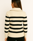 Zipper Detail Striped Sweater
