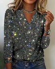 Marisse | Sequin V-Neck Party Blouse