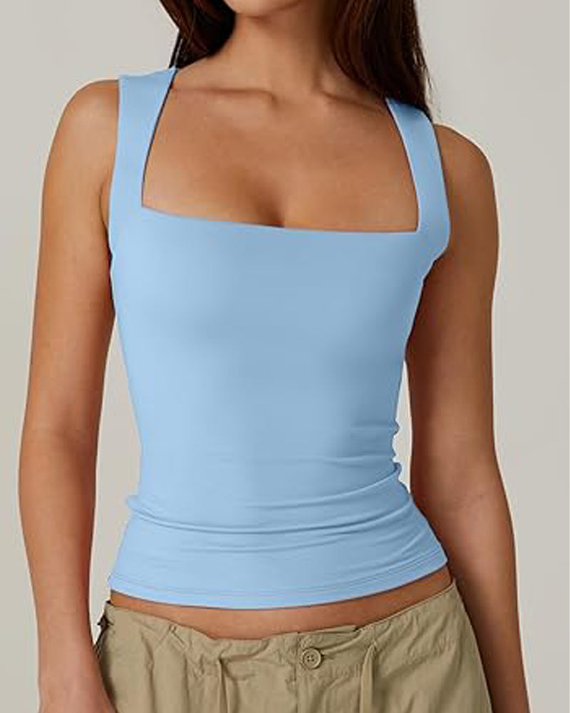 Square Neck Double-Layer Tank