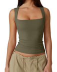 Square Neck Double-Layer Tank