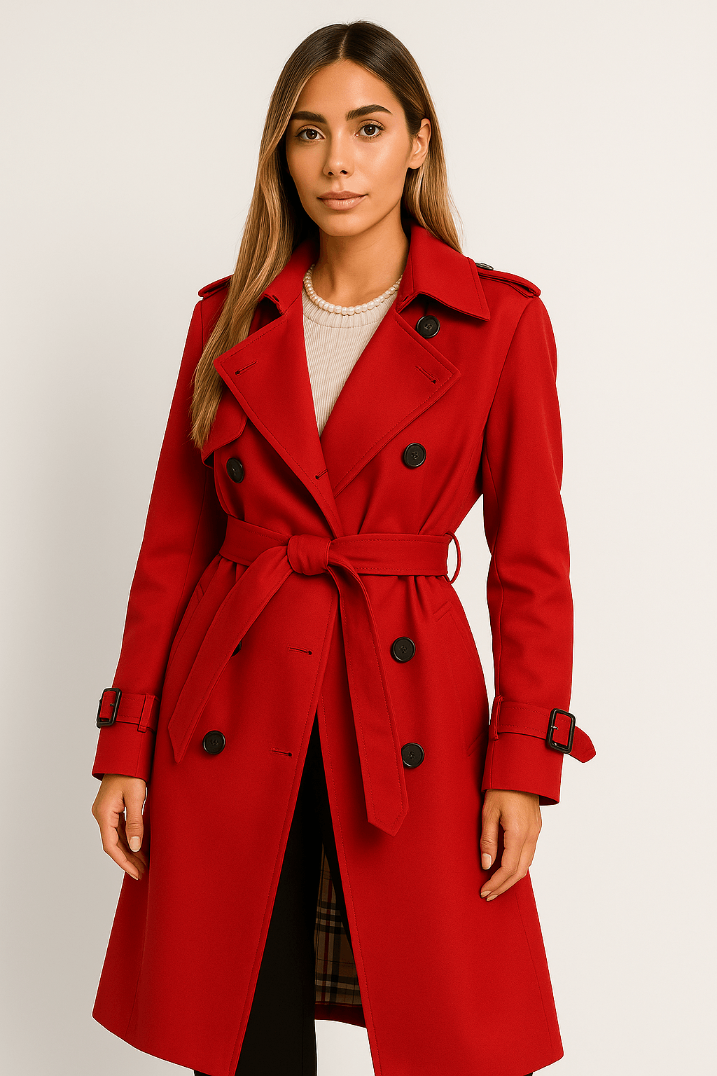 Aurelle Double-Breasted Trench Coat