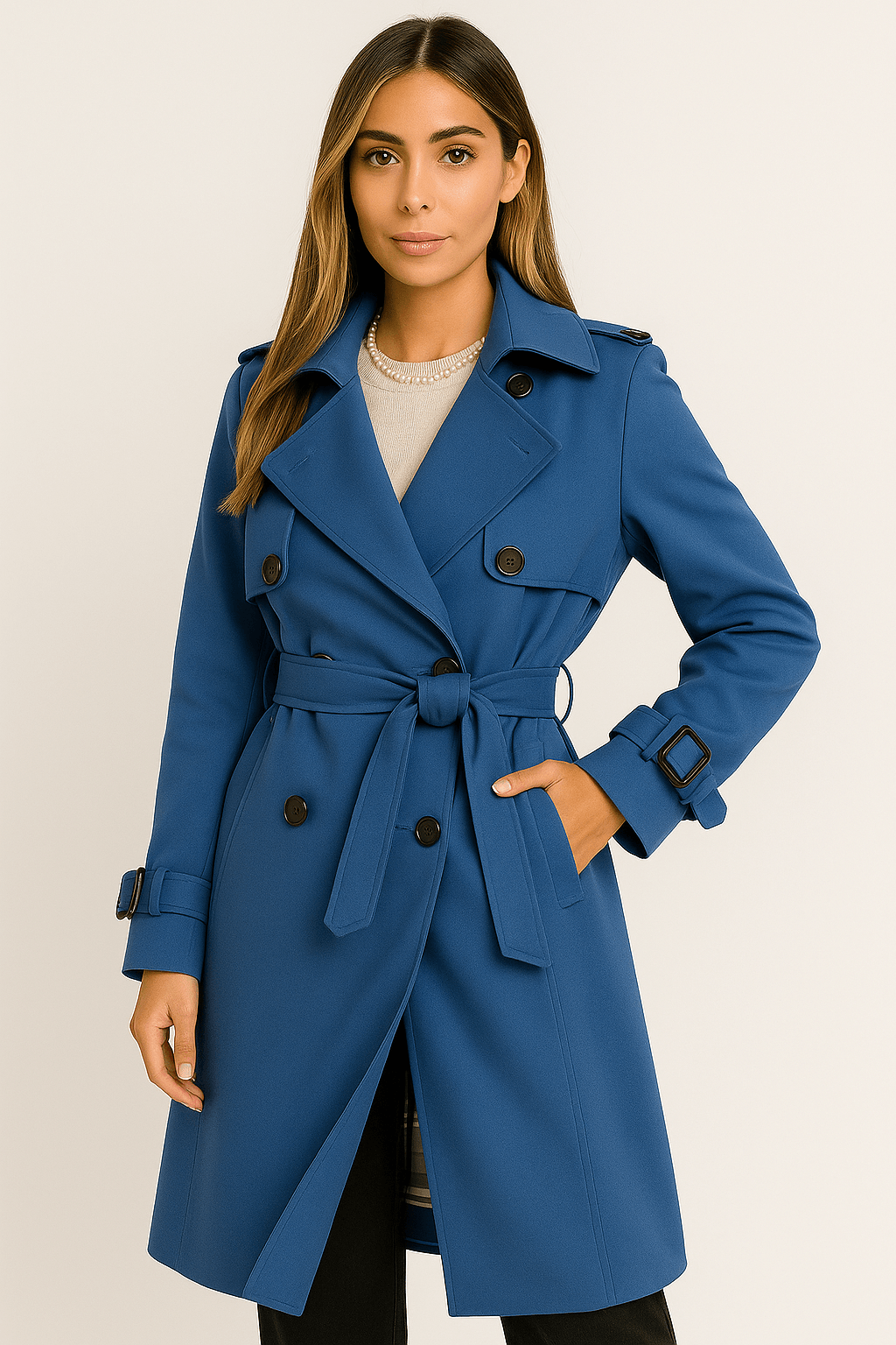 Aurelle Double-Breasted Trench Coat