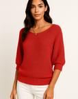 Camille Wide-Neck Knit Sweater