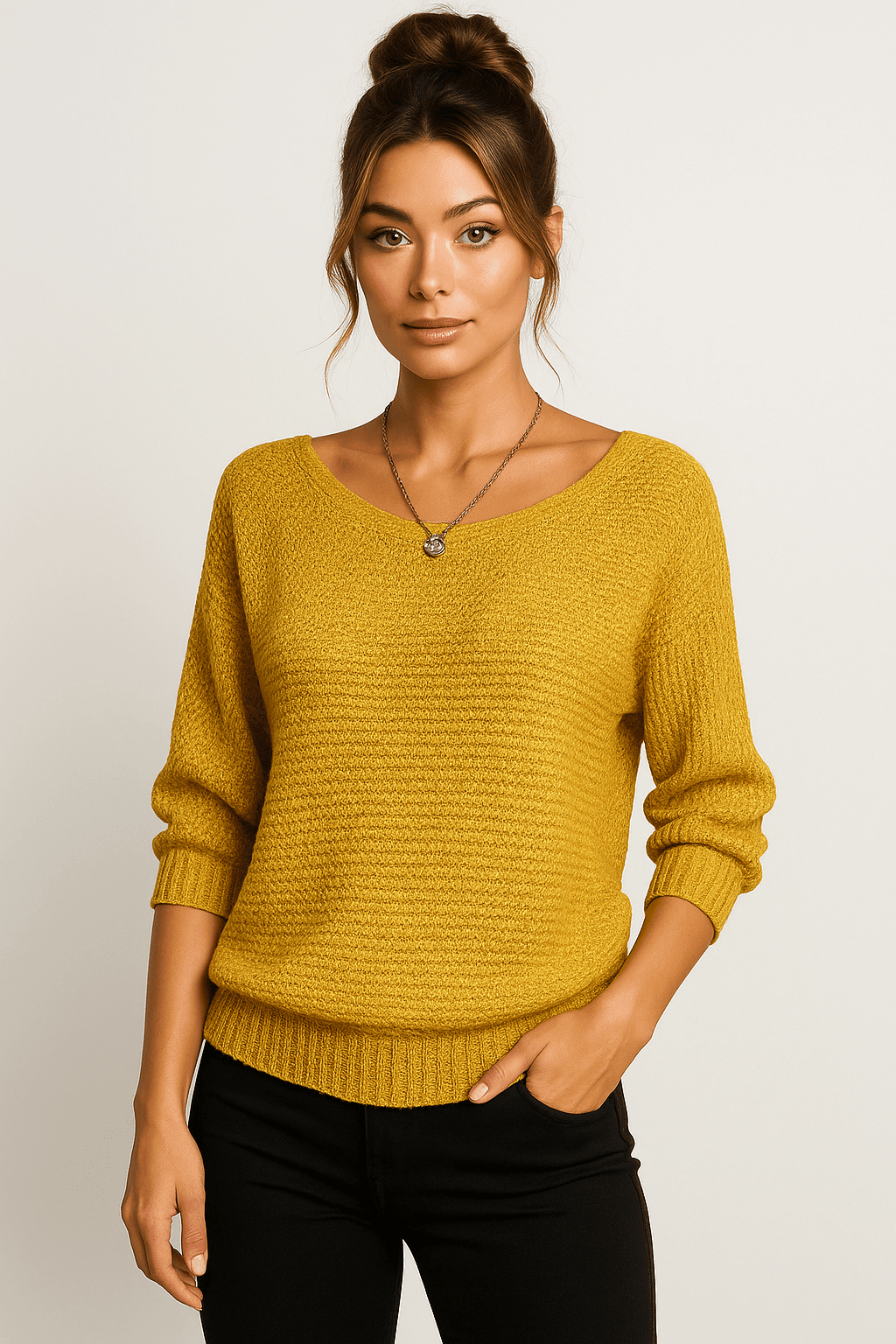 Camille Wide-Neck Knit Sweater