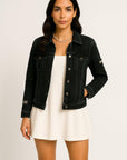 Cropped Distressed Denim Jacket
