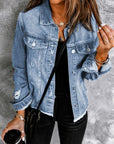 Cropped Distressed Denim Jacket