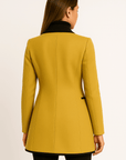 Elodie Contrast-Trim Double-Breasted Coat