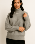 Elsa Turtleneck Knit Sweater with Ribbed Cuffs