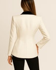 Emilia Asymmetrical Contrast-Lapel Blazer