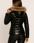 Kaia Glossy Puffer Jacket with Fur Hood