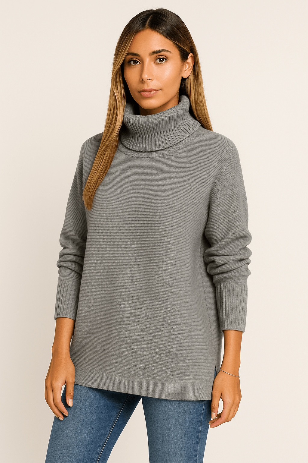 Lina Oversized Turtleneck Knit Sweater