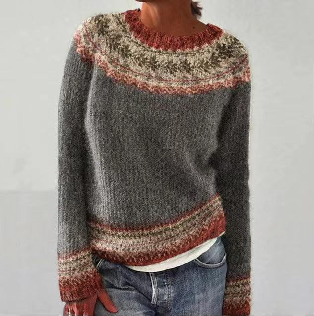 Danique Nordic Knit Crewneck Sweater