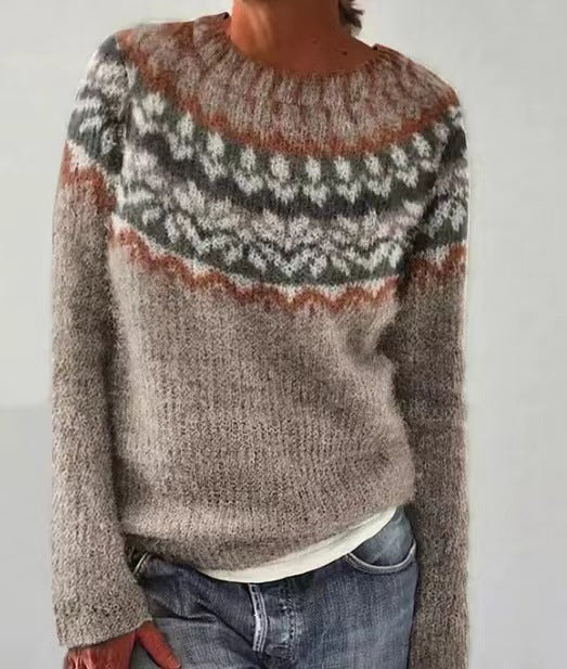 Danique Nordic Knit Crewneck Sweater