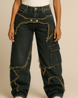 Raw Hem Straight-Leg Jeans – Blue