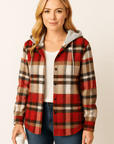 Rowen Hooded Plaid Button Coat