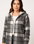 Rowen Hooded Plaid Button Coat