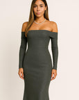 Sorella Off-Shoulder Satin Maxi Dress