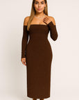 Sorella Off-Shoulder Satin Maxi Dress