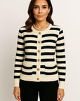 Jade Striped Knit Cropped Cardigan