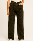 Tan Leopard Wide-Leg Trousers