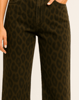 Tan Leopard Wide-Leg Trousers
