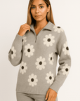 Arden Floral Zip Neck Sweater