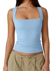 Square Neck Double-Layer Tank