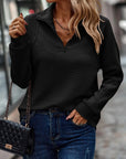 Esme Zippered V-Neck Knit Sweater